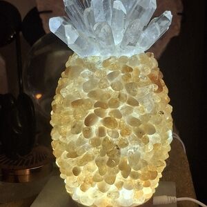 Large Crystal Pineapple Gem Lamp - Citrine & Quartz